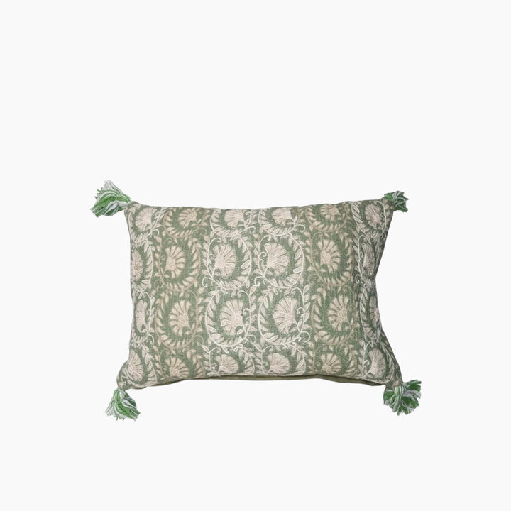 Nova Home Baroque Embroidered Jacquard Cushion Cover 35x60 cm Olive Green