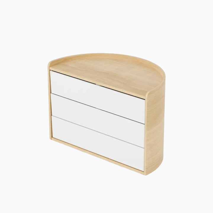Umbra Moona jewelry box in white and natural with rounded curves