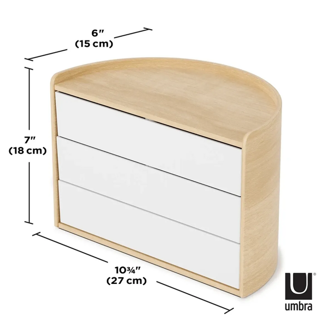 Umbra Moona jewelry box in white and natural
