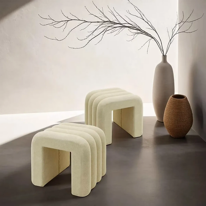 23799WevaArchiTerryChanneledStool_Bench_Small_Beige_5_framed - HUNA