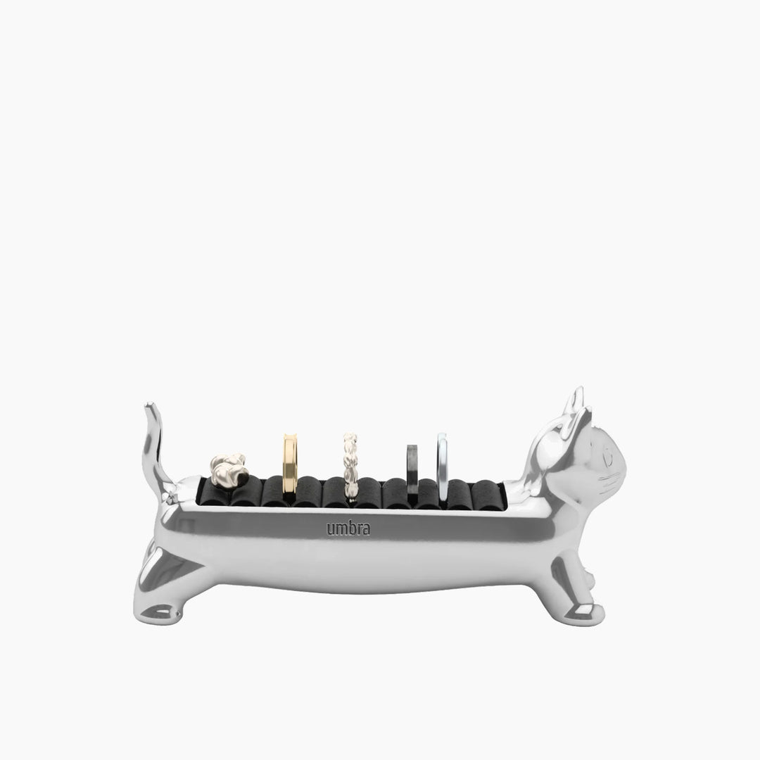 Umbra Ali Cat Ring Holder in chrome finish