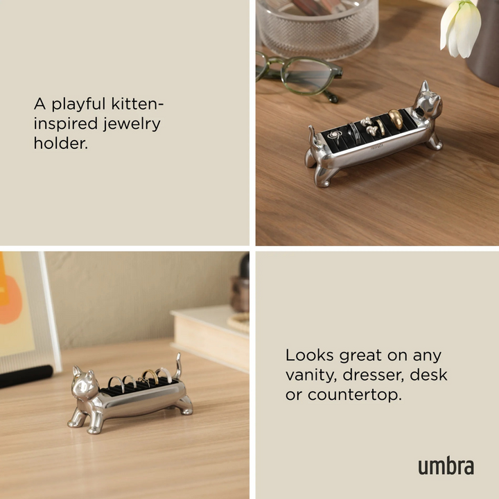 Umbra Ali Cat ring holder in chrome finish
