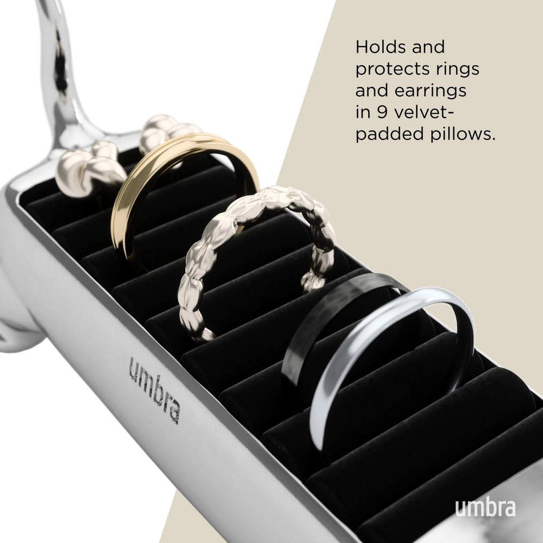 Umbra Ali Cat ring holder in chrome finish