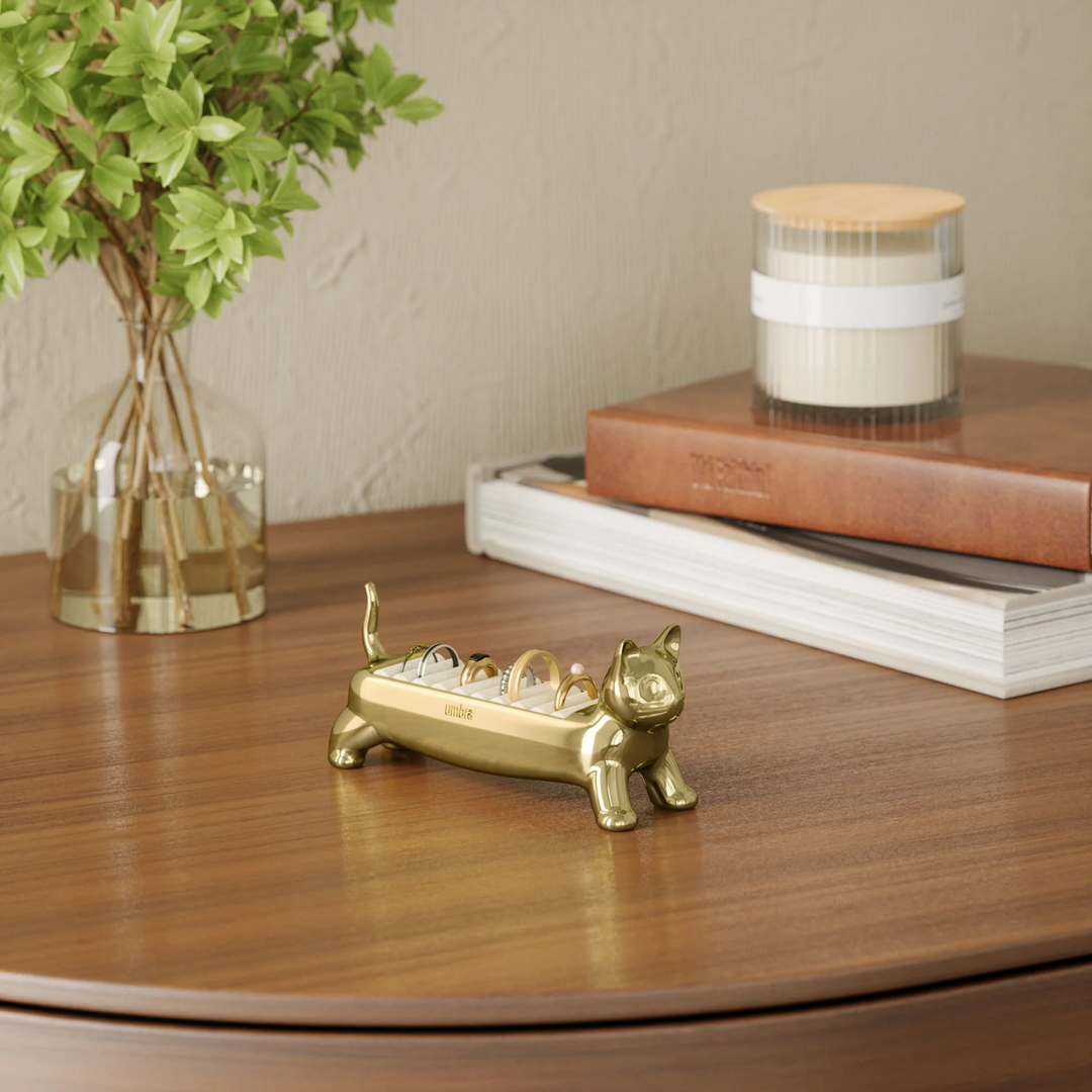Umbra Ali Cat ring holder in brass finish
