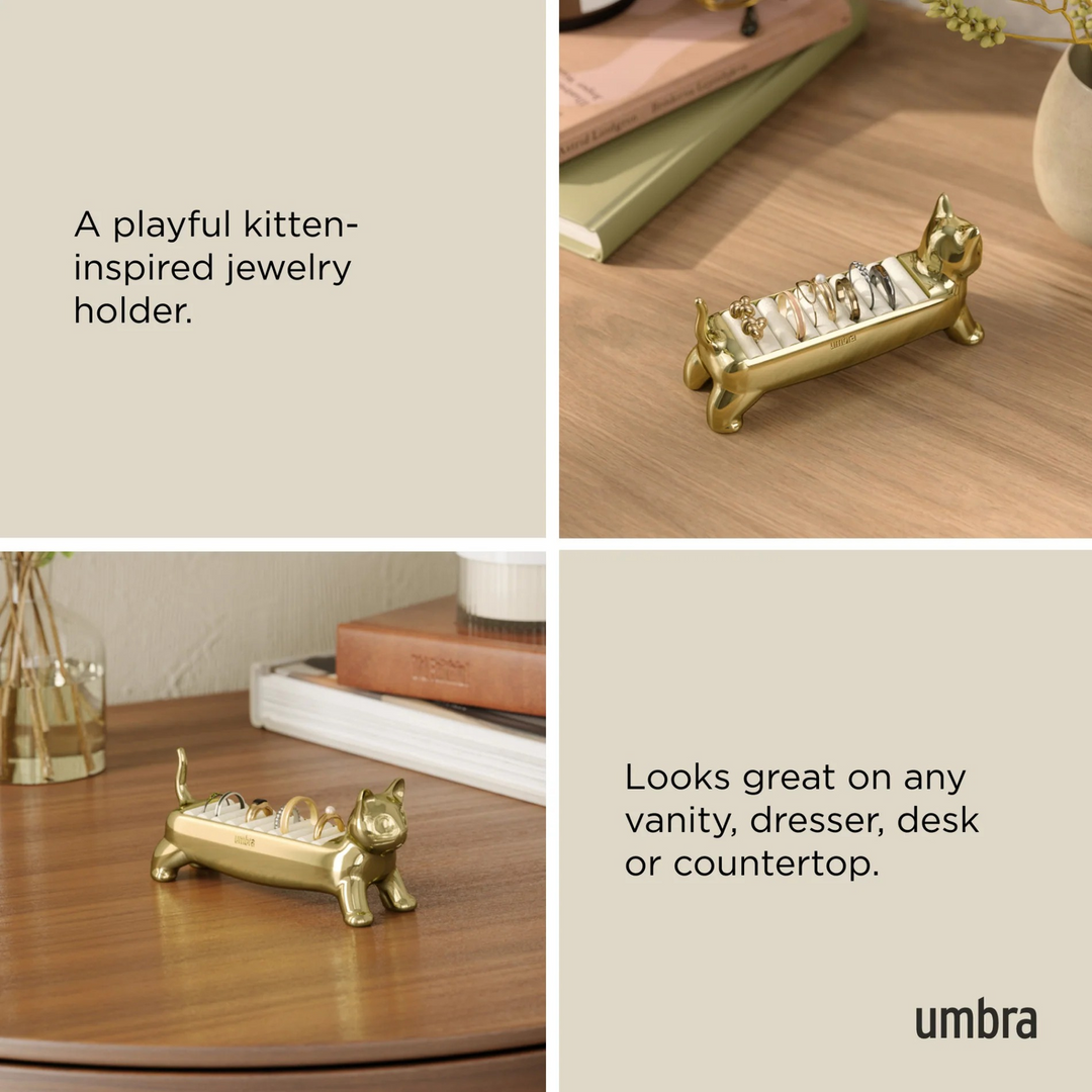 Umbra Ali Cat Ring Holder in brass finish