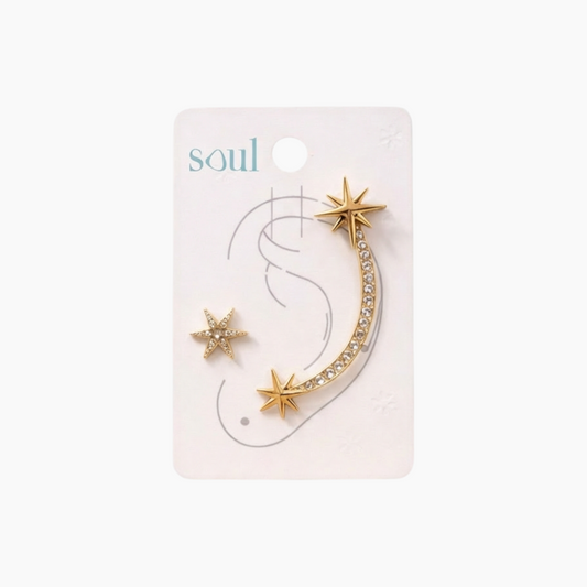 Soul Jewelry Gold star ear climber set