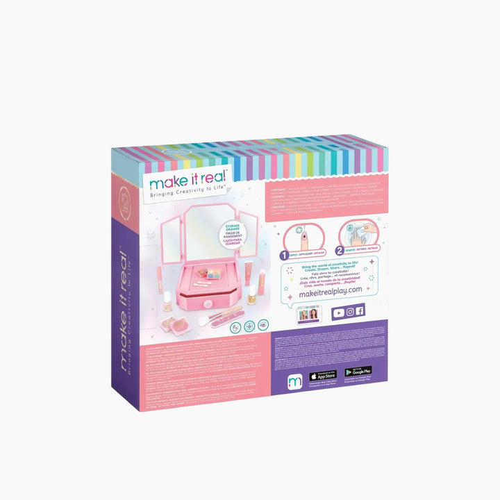 MAKE IT REAL Deluxe Mirrored Vanity &amp; Cosmetic Set with stool