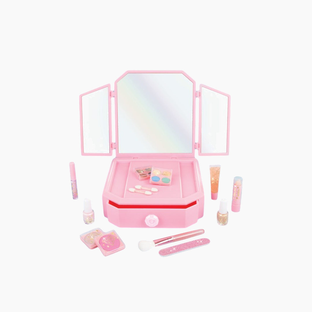 MAKE IT REAL Deluxe Mirrored Vanity &amp; Cosmetic Set with 2 eye shadow palettes