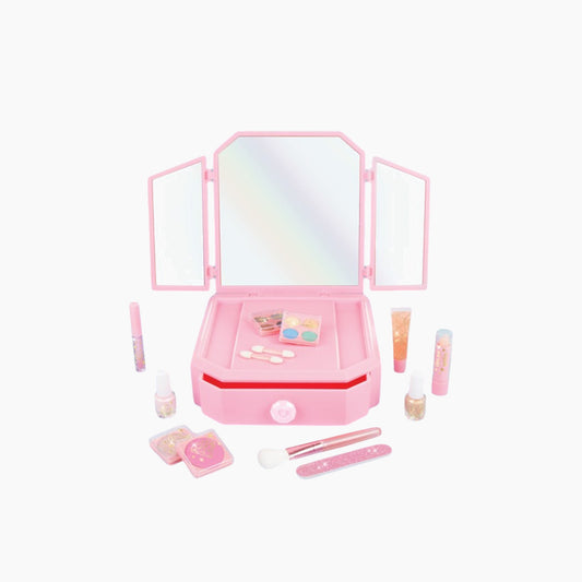 MAKE IT REAL Deluxe Mirrored Vanity & Cosmetic Set- 14 Pcs