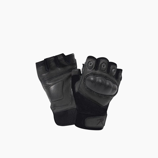 Rothco Fingerless Cut And Fire Resistant Carbon Hard Knuckle Gloves - Black