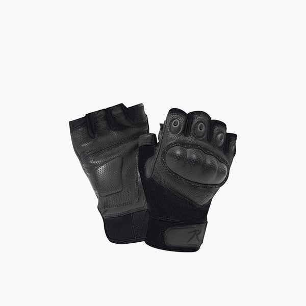 Fingerless Cut And Fire Resistant Carbon Hard Knuckle Gloves - Black