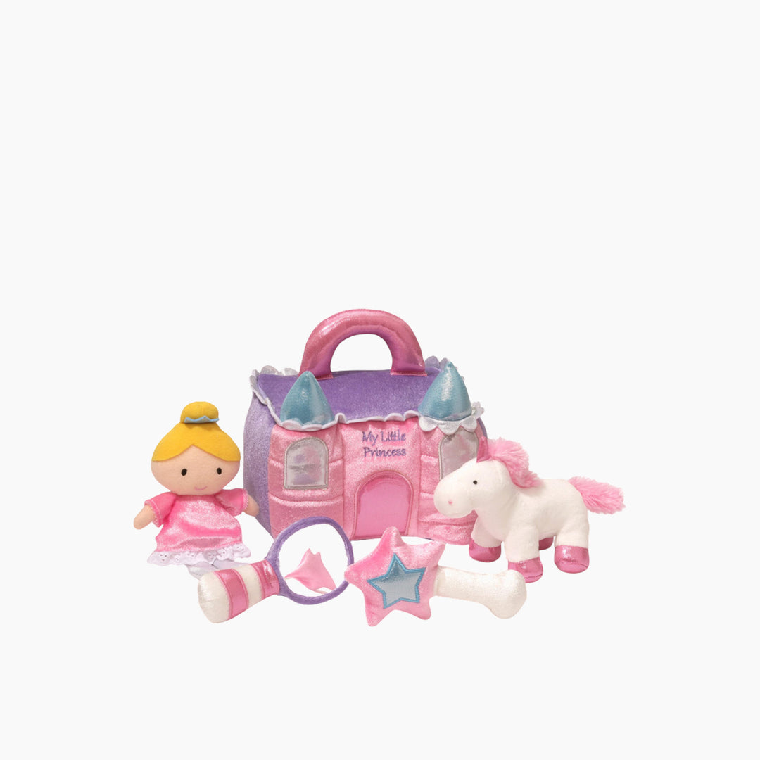 My Little Princess Playset with plush glittery pink castle bag