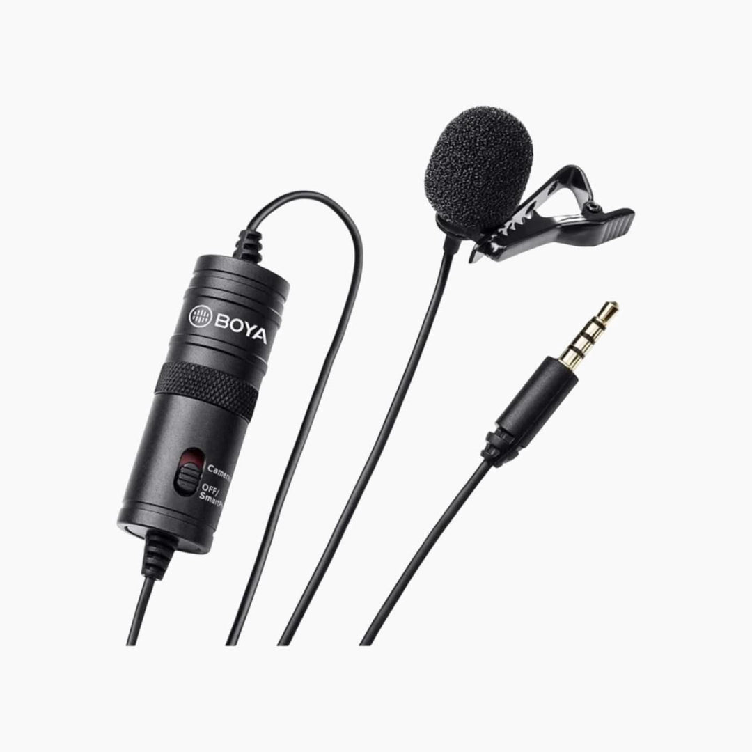 Boya BY-M1 omnidirectional lavalier microphone with 20-foot cable