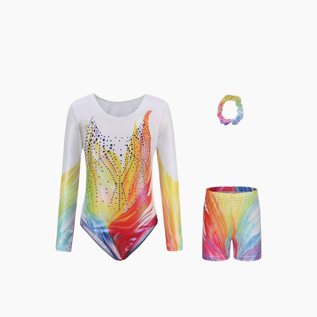 White Rainbow Gymnastics Leotard Set