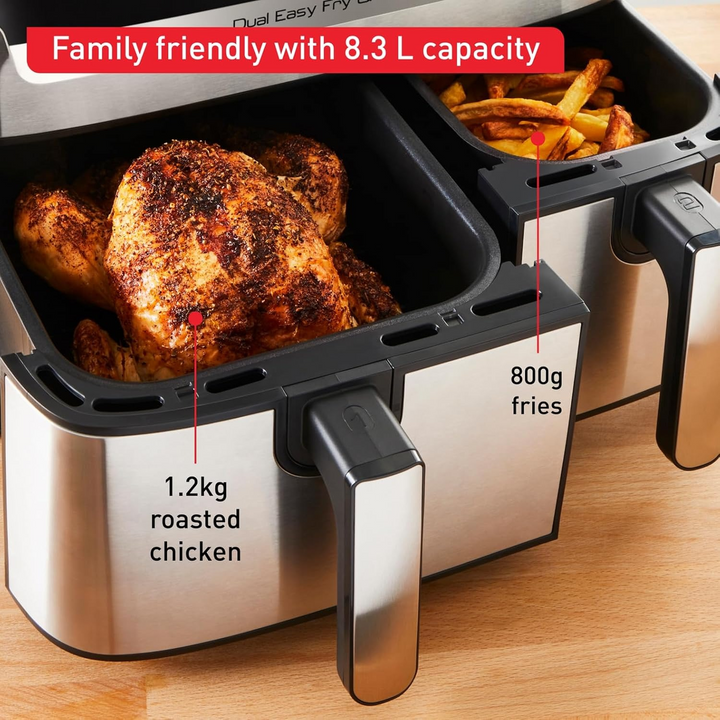 Tefal Dual Easy Fry &amp; Grill - 8.3L, Black &amp; Stainless Steel