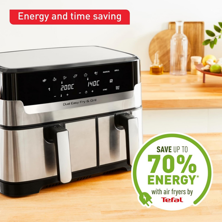 Tefal Dual Easy Fry &amp; Grill - 8.3L, Black &amp; Stainless Steel