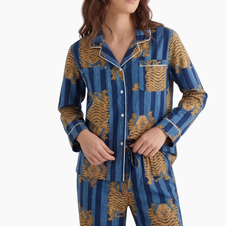 Eye of the Tiger Cotton Printed Pajama Set
