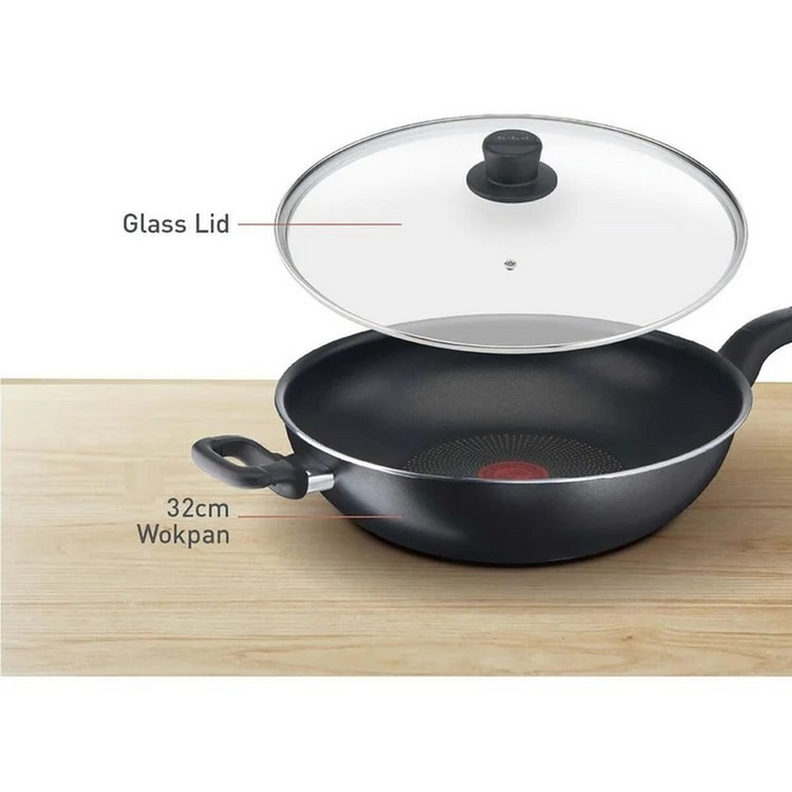 Tefal Cook Easy Black Wokpan 32+Glass Lid