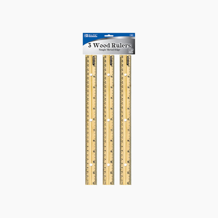 Bazic 12" Wooden Ruler - 30cm