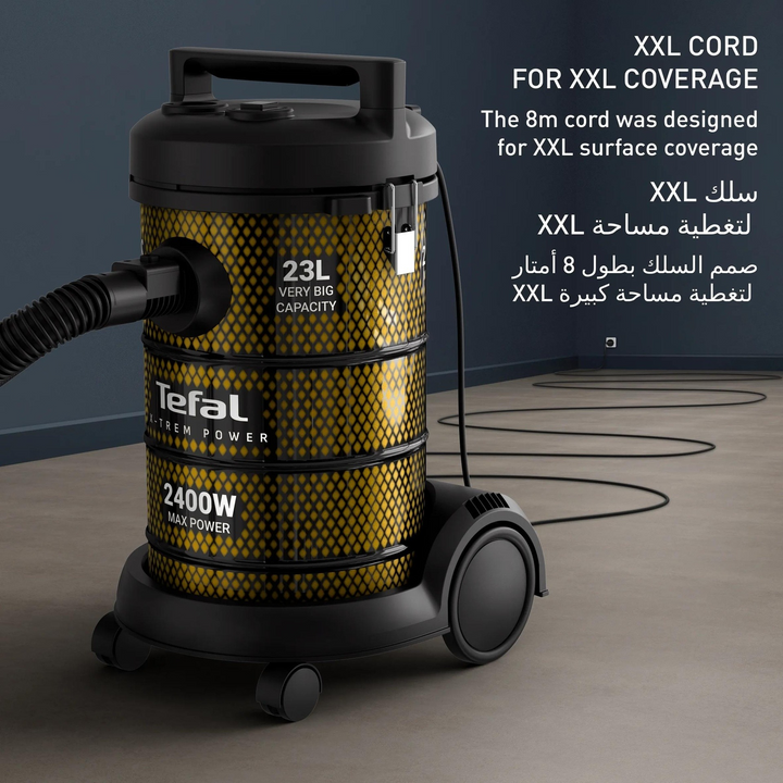 Tefal Drum X-Power Bagless Vacuum Cleaner - 23L, 2400W