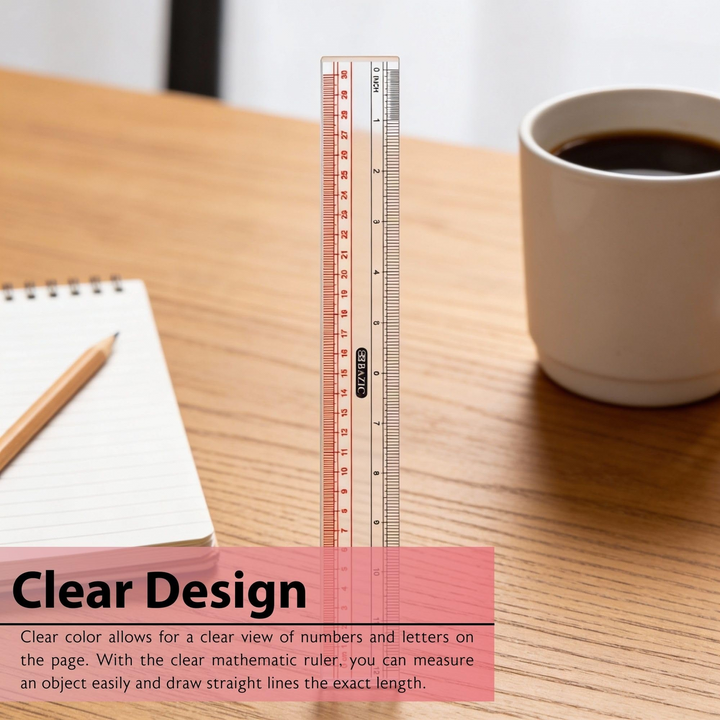 Bazic Claro 12" Transparent Plastic Ruler - 30cm