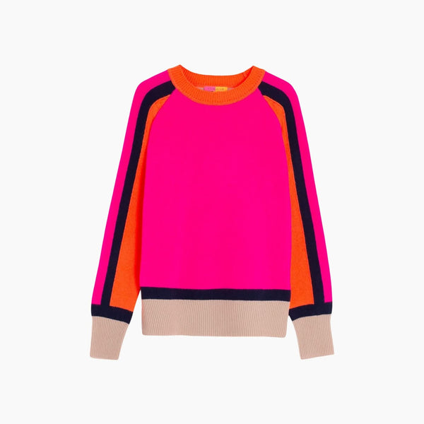 Vilagallo Pink Orange Colour Block Jumper