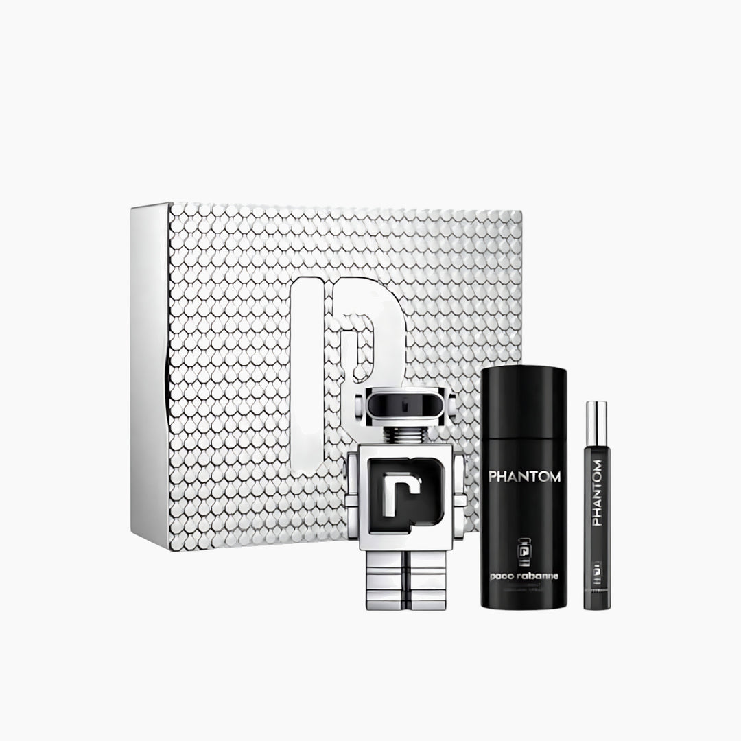 Paco Rabanne Phantom EDT 100Ml + EDT 10Ml + Deodorant 150Ml Gift Set For Men - HUNA