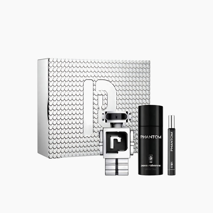 Paco Rabanne Phantom EDT 100Ml + EDT 10Ml + Deodorant 150Ml Gift Set For Men - HUNA