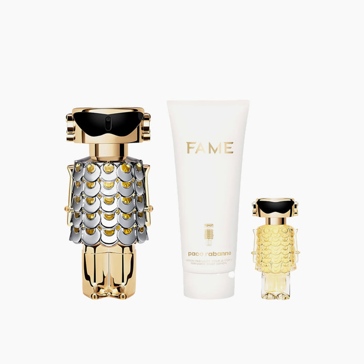 Paco Rabanne Fame EDP 80Ml + EDP 4Ml + Body Lotion 100Ml Gift Set For Women - HUNA