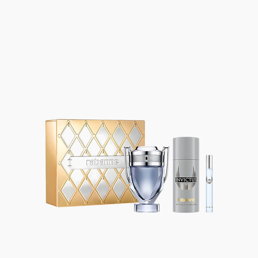 Paco Rabanne Invictus EDT 100Ml + EDT 10Ml + Deodorant 150Ml Gift Set For Men
