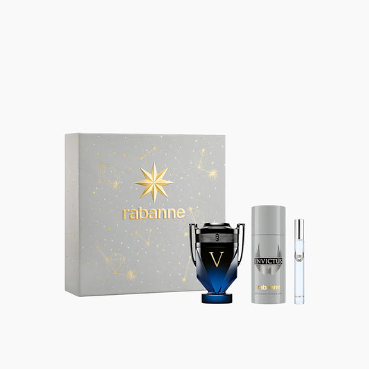 Paco Rabanne Invictus Victory Elixir Parfum Intense 100Ml + Parfum Intense 10Ml + Deodorant Spray 150Ml Gift Set For Men