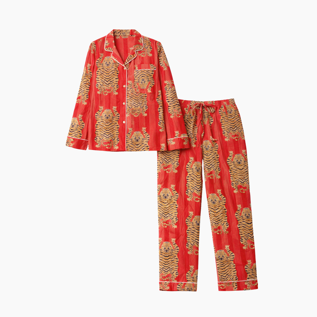 Eye of the Tiger Cotton Printed Pajama Set