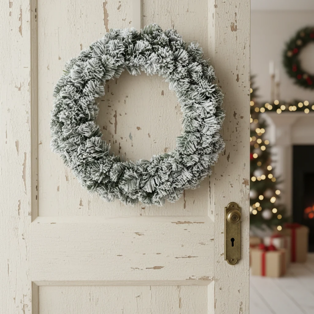 Frosted Imperial Indoor Christmas Wreath – Snow Dusted Artificial Pine