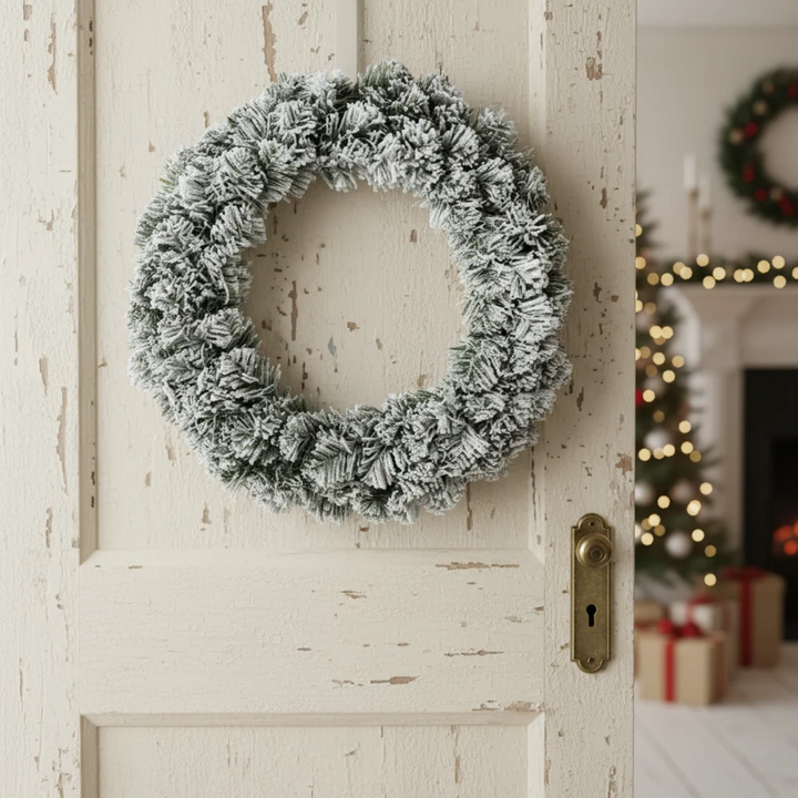 Frosted Imperial Indoor Christmas Wreath – Snow Dusted Artificial Pine