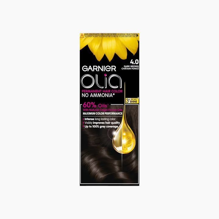Garnier Olia No Ammonia Permanent Hair Color 4.0 Dark Brown