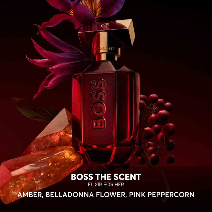 Hugo Boss The Scent Elixir Parfum Intense 50ml for women in a deep-red flacon