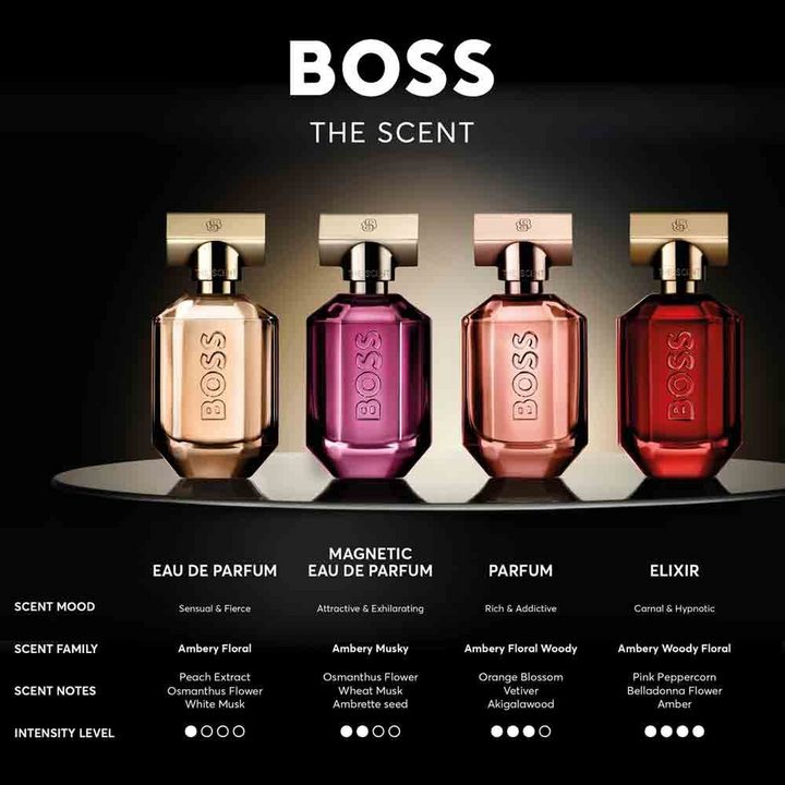 Hugo Boss The Scent Elixir Parfum Intense 50ml for women in a deep-red flacon