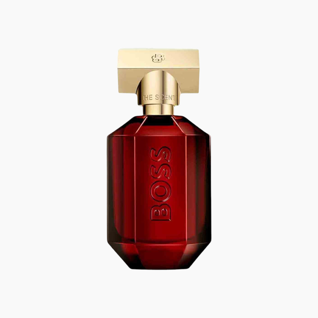 Hugo Boss The Scent Elixir Parfum Intense 50ml for women in a deep-red flacon.