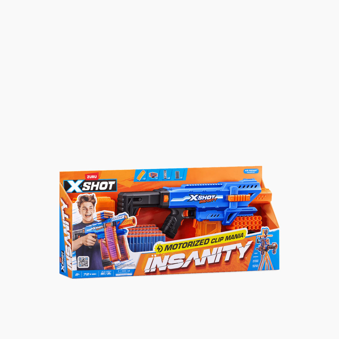 Zuru X-Shot Insanity Motorized Clip Mania Blaster with 72 darts