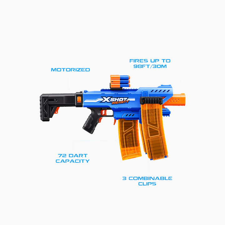Zuru X-Shot Insanity Motorized Clip Mania Blaster with 72 darts