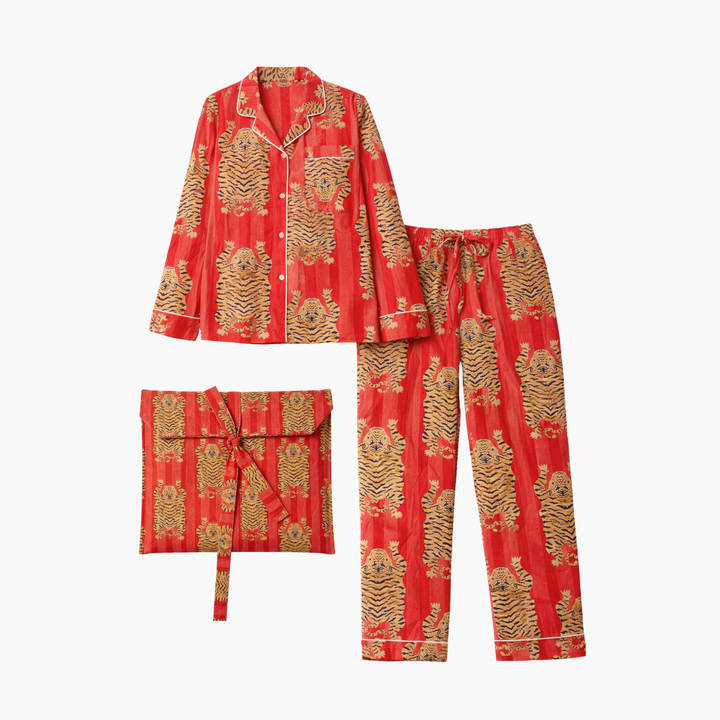 Eye of the Tiger Cotton Printed Pajama Set