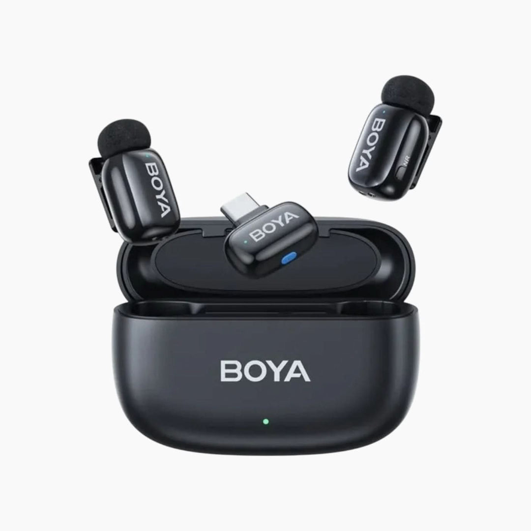 Boya Mini 14 wireless microphone with charging case