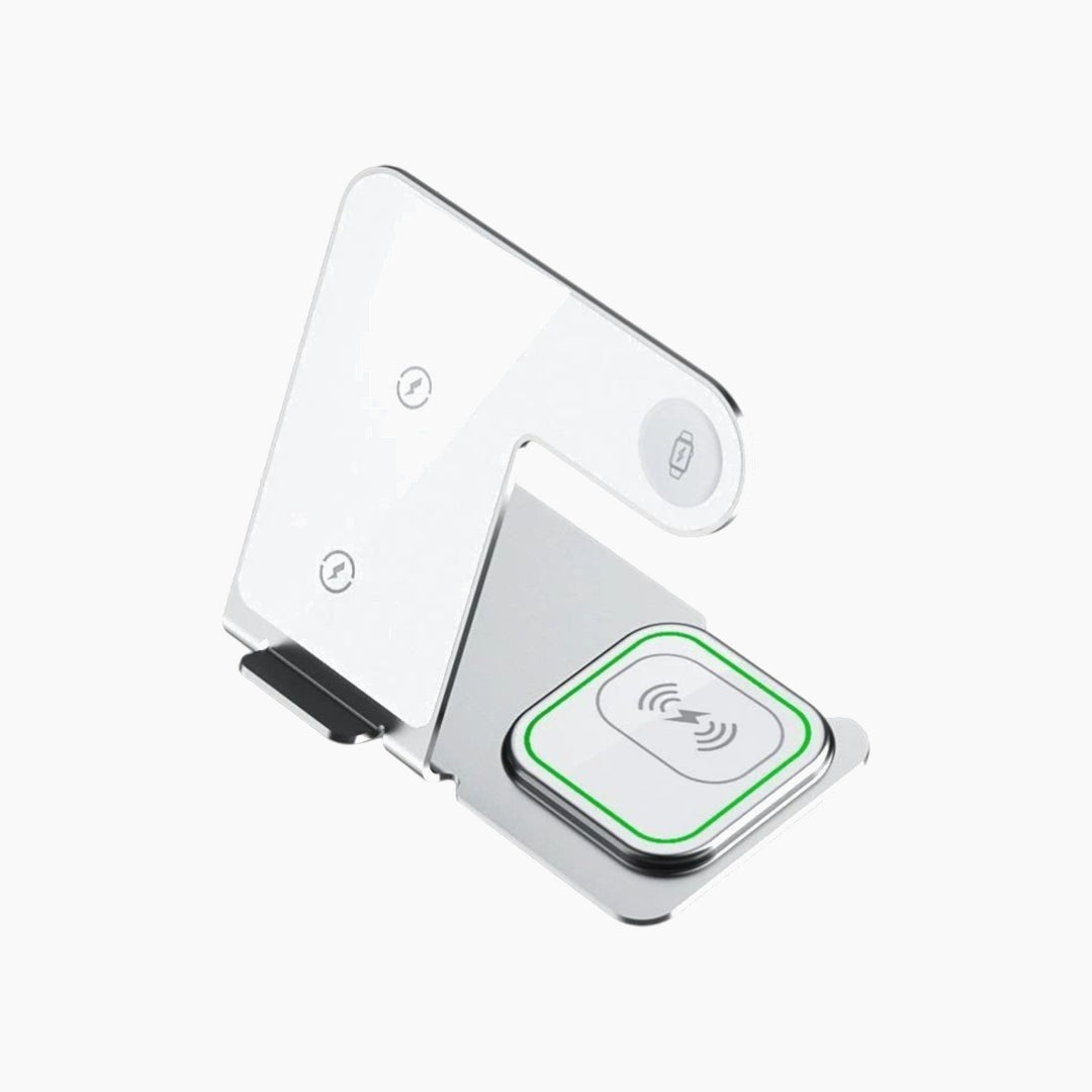 Qi2 3 in 1 aluminum wireless charging station with ambient light