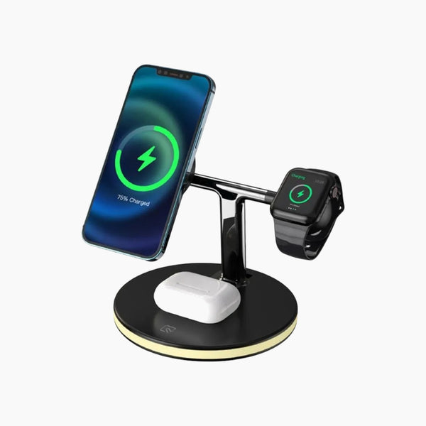 3 In 1 Fast Wireless Charging Circle Station With Strip Light