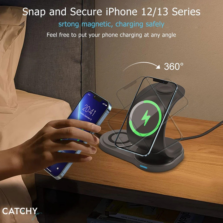 Catchy Jo 3 in 1 wireless charging stand with MagSafe technology