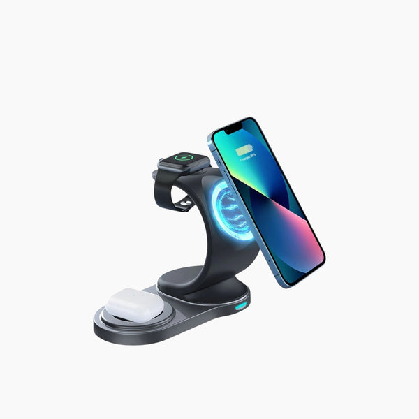 3 In 1 Fast Wireless Charging Stand Carved Design