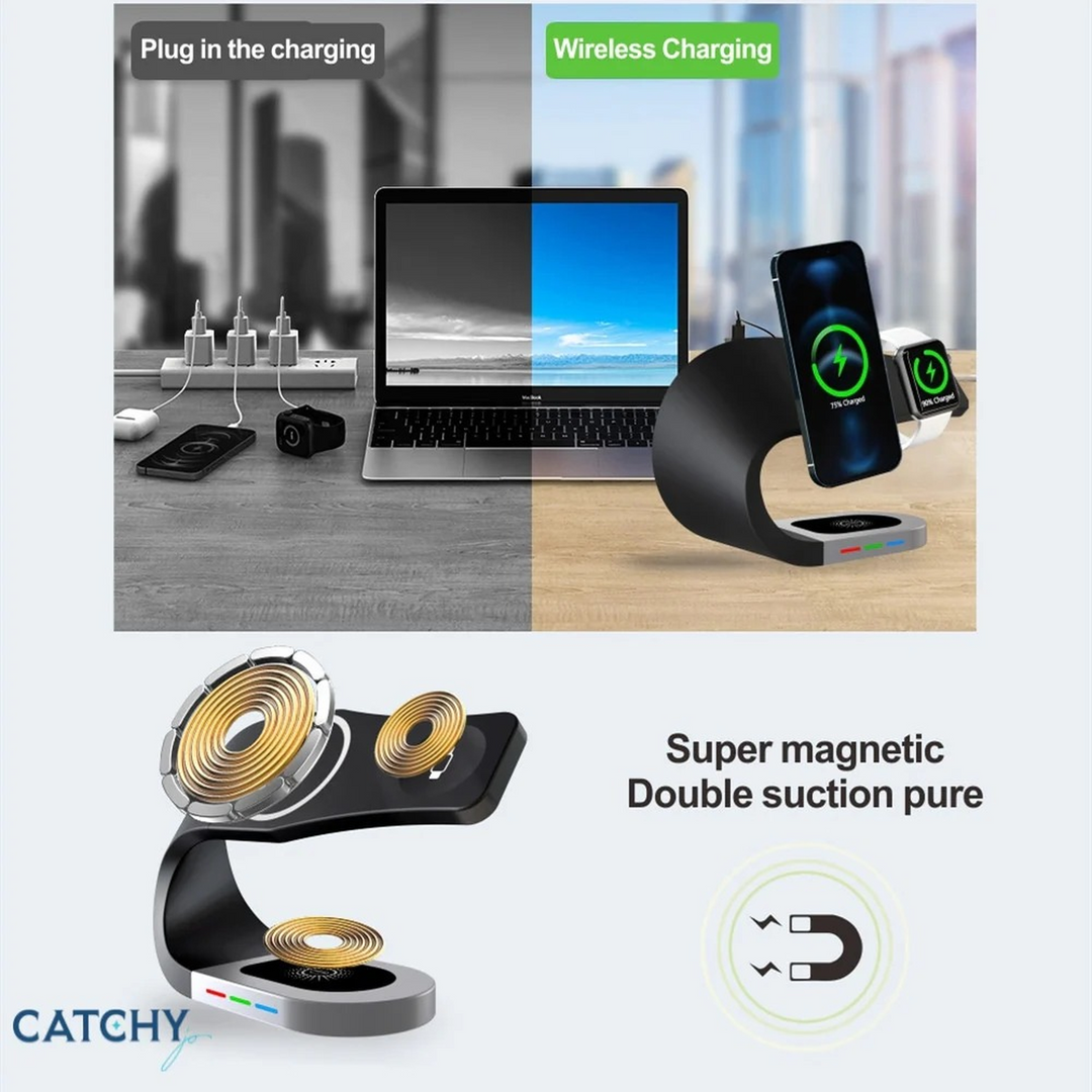 3 in 1 fast wireless charging stand with elegant wrapped design