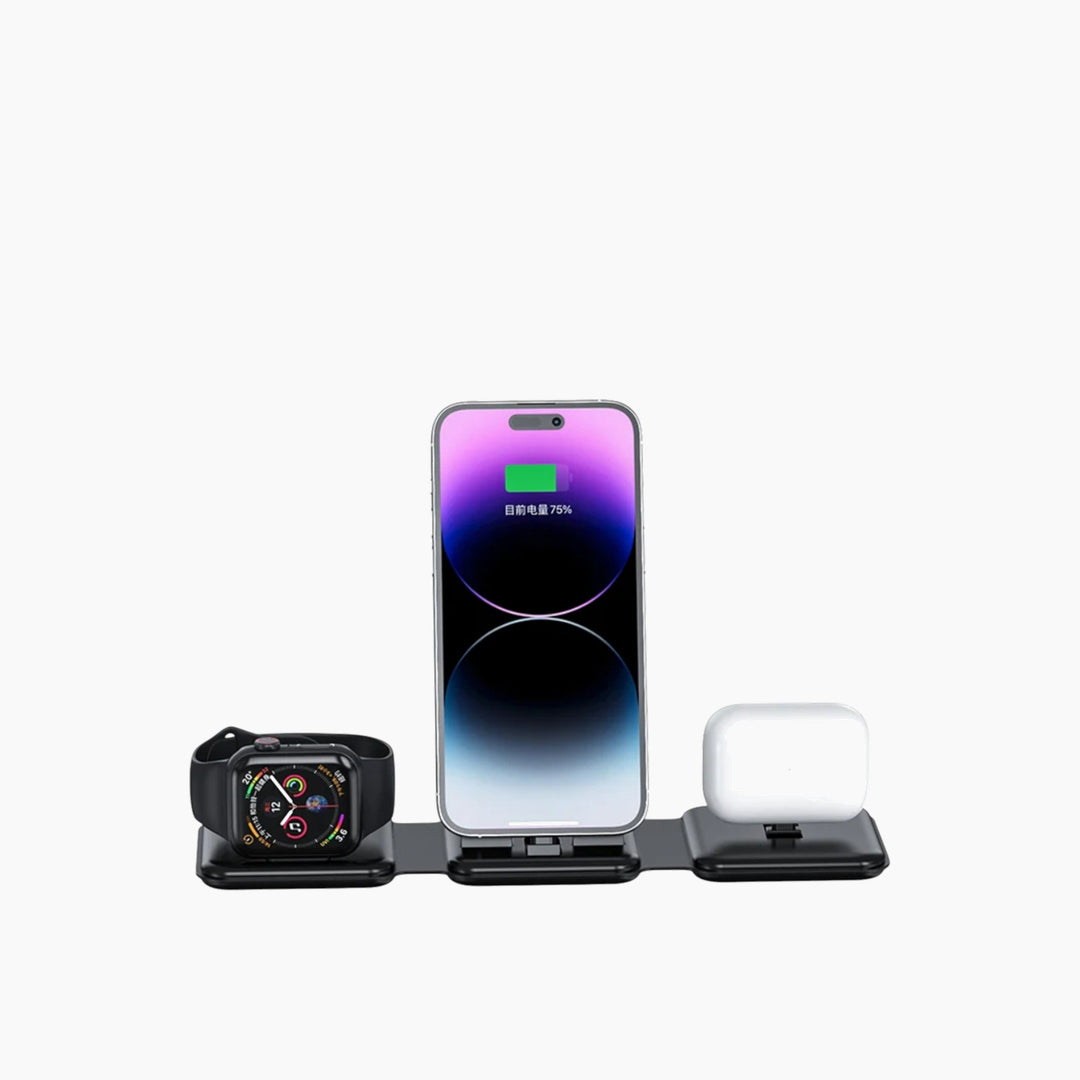 Qi2 3-in-1 magnetic foldable hybrid charger pad for simultaneous device charging