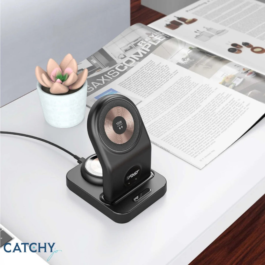 Catchy Jo 3 In 1 Magnetic Wireless Charger with backlight