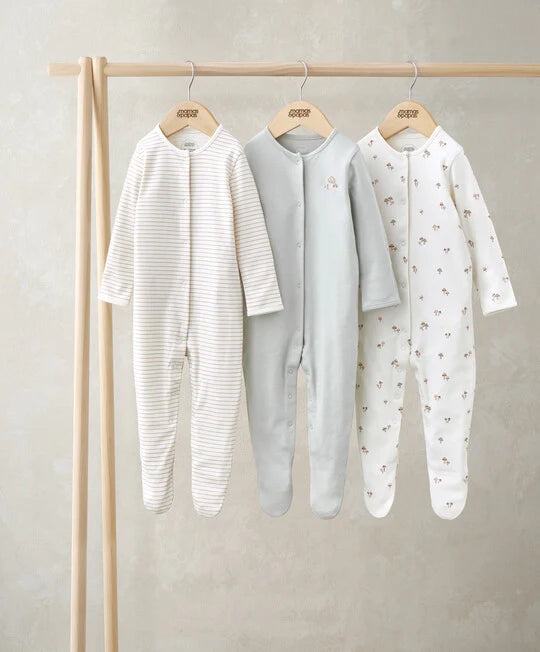 Mamas &amp; Papas 3 Pack Mushroom Sleepsuit